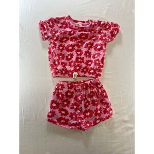 Jessica Simpson Kids Pink Red Flower Print Top Shorts Set 24M